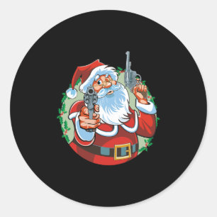 Slechte kerstman met pistolen - Funny Christmas Ronde Sticker
