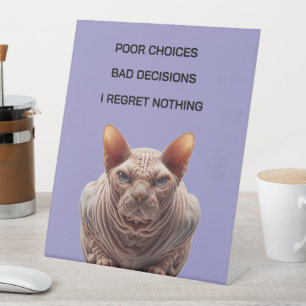 Slechte Keuzes Kat Reclamebord Met Voetstuk