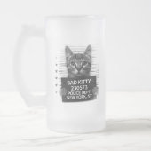 Slechte Kitty Cat Politie arrestatie Foto Funny Matglas Bierpul (Links)