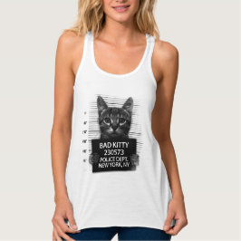 Slechte Kitty Cat Politie arrestatie Foto Funny Tanktop