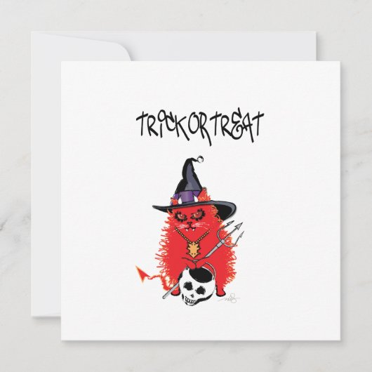 Slechte Kitty Duivel Kat Snoep of Leed Kaart (Voorkant)