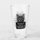 Slechte Kitty Kat Politie Arrest Foto Grappig Bier Glas (Voorkant)