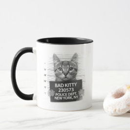 Slechte Kitty Kat Politie Arrest Foto Grappige Kof Mok