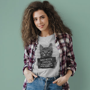 Slechte Kitty NYPD Politie Arrest Foto Grappig Cad T-shirt
