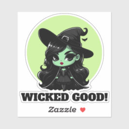 Slechte kleine groene heks uitnodiging sticker