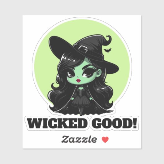 Slechte kleine groene heks uitnodiging sticker (Vel)