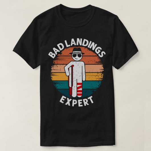 Slechte landing expert gebroken been bot blessure t-shirt (Design voorkant)
