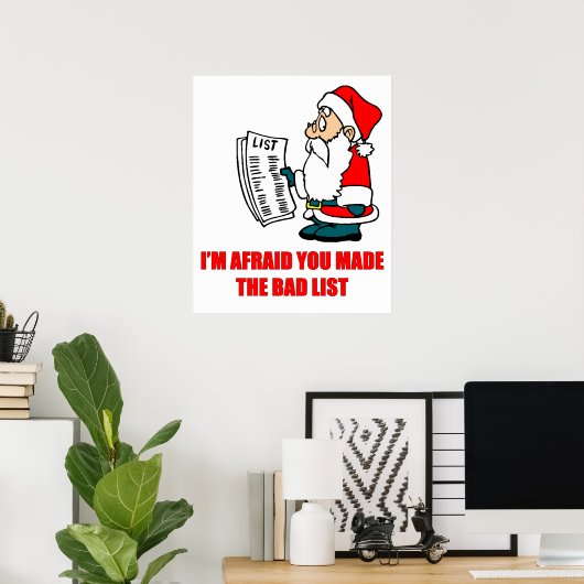 Slechte lijst voor de kerstman poster (Thuiskantoor)