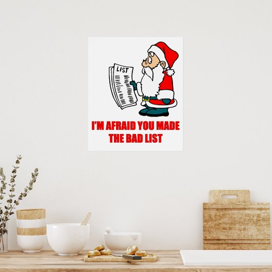 Slechte lijst voor de kerstman poster (Keuken)