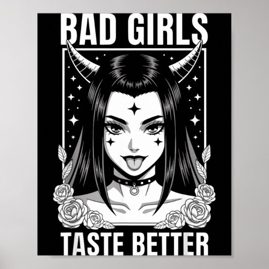 Slechte Meisjes Smaken Beter Grappige Humor Tattoo Poster (Voorkant)
