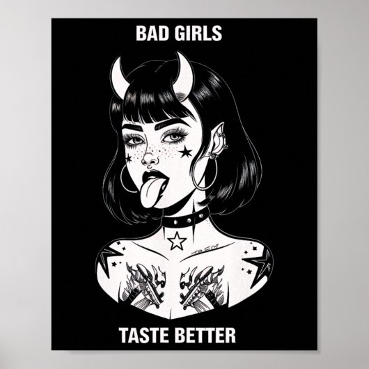 Slechte Meisjes Smaken Beter Tattoo Duivel Hallowe Poster (Voorkant)