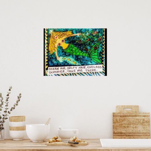 Slechte meisjeskunstdrukken op archiefpapier poster (Keuken)