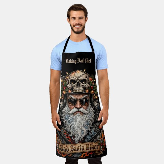 Slechte meneer Claus Biker Bakken Slechte Chef Schort (Gedragen)