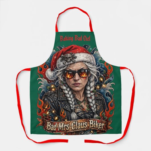 Slechte mevrouw Claus Biker Bakken Slechte Chef Schort (Voorkant)