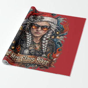 Slechte mevrouw Claus Biker, Biker Oma Kerstcadeau Cadeaupapier