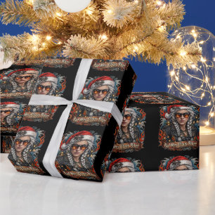 Slechte mevrouw Claus motorrijder, motorrijdende o Cadeaupapier