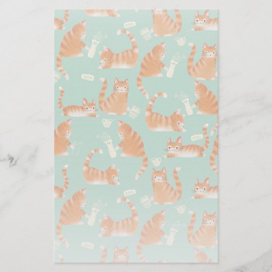 Slechte Oranje Tabby Cats die dingen omver gooien Briefpapier (Voorkant)