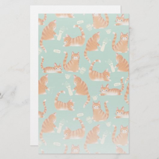 Slechte Oranje Tabby Cats die dingen omver gooien Briefpapier (Voorkant / Achterkant)