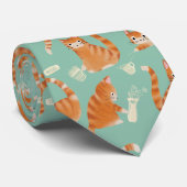 Slechte Oranje Tabby Cats die dingen omver gooien Stropdas (Opgerold)