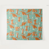 Slechte Oranje Tabby Cats die dingen omver gooien Wandkleed (Voorkant (horizontaal))