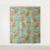 Slechte Oranje Tabby Cats die dingen omver gooien Wandkleed (Voorkant)