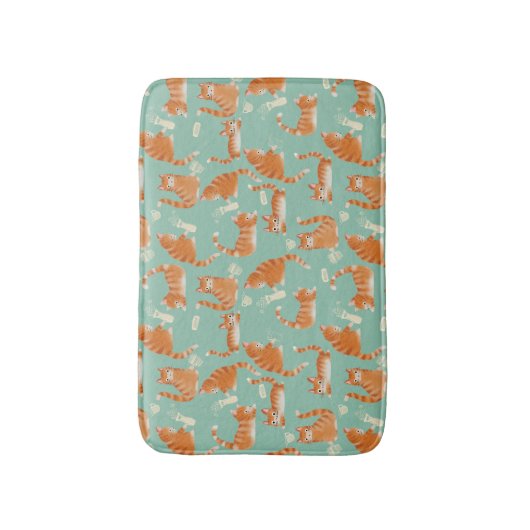 Slechte Oranje Tabby Cats kloppen spul over patroo Badmat (Voorkant Verticaal)