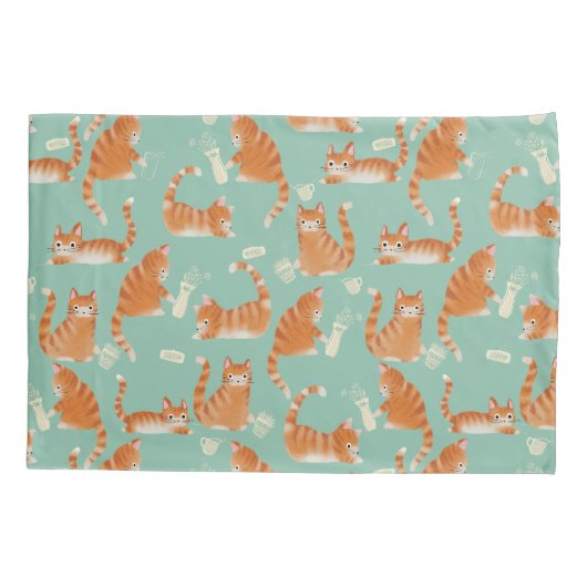 Slechte Oranje Tabby Cats kloppen spul over patroo Kussensloop (Achterkant)