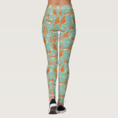 Slechte Oranje Tabby Cats kloppen spul over patroo Leggings (Achterkant)