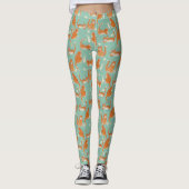 Slechte Oranje Tabby Cats kloppen spul over patroo Leggings (Voorkant)