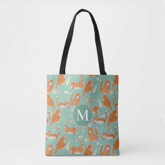 Slechte Oranje Tabby Cats kloppen spul over patroo Tote Bag (Voorkant)