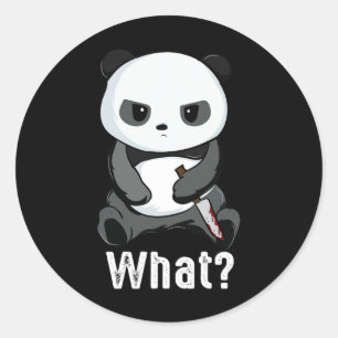 Slechte Panda beer met Mes Vechten Panda Kerstmis Ronde Sticker