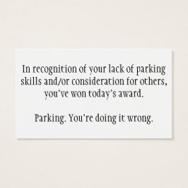 Slechte parkeerkaarten visitekaartjes