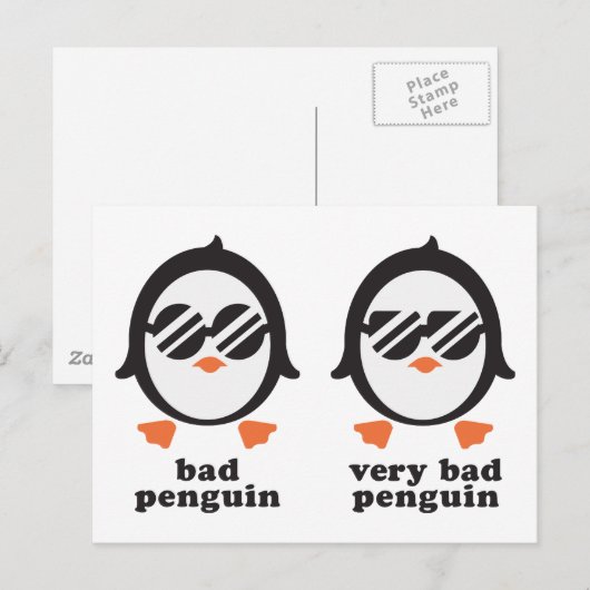 slechte pinguïn - pinguïn briefkaart (Voorkant / Achterkant)