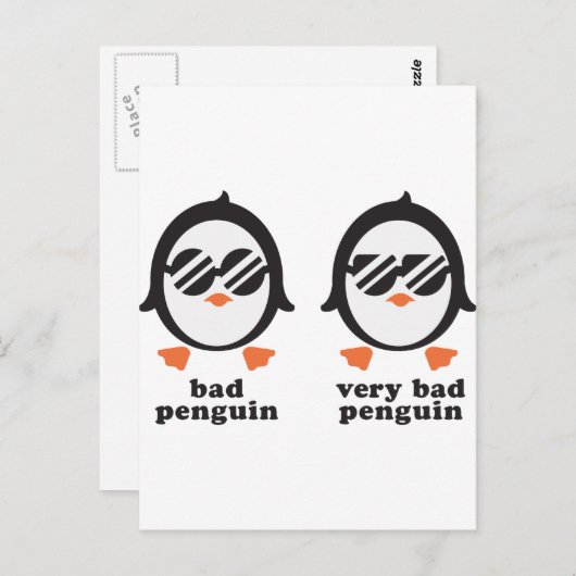 slechte pinguïn - pinguïn briefkaart (Voorkant / Achterkant)