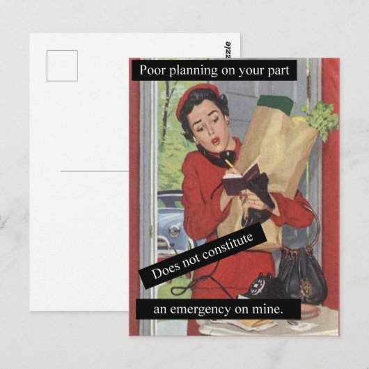  Slechte Planning Bezige Vrouw telefonisch Briefkaart (Voorkant / Achterkant)