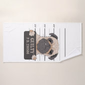 slechte pug pupdog schuldig mugshot gevangenisgeva badhanddoek (Badhanddoek)
