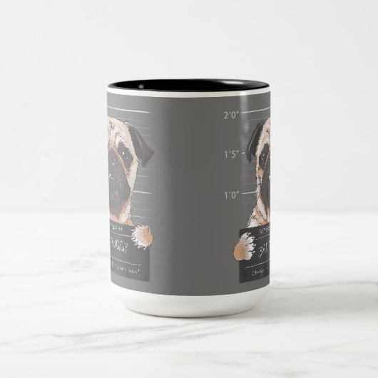 Slechte puggy-beschuldiging dat je niet wilt weten tweekleurige koffiemok (Center)