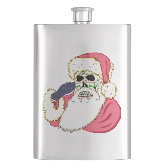 Slechte Santa Skull Heupfles (Voorkant)