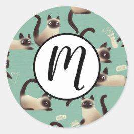 Slechte Siamese katten die er nog veel over doen Ronde Sticker