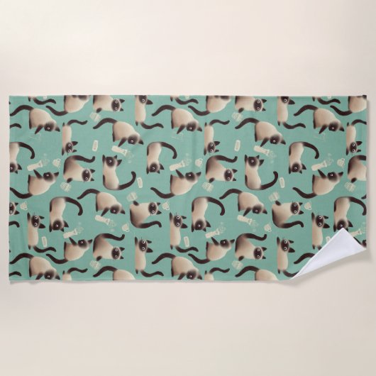 Slechte Siamese katten die er nog veel over doen Strandlaken (Voorkant)