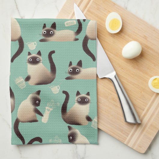 Slechte Siamese katten die er nog veel over doen Theedoek (Quarter Fold)