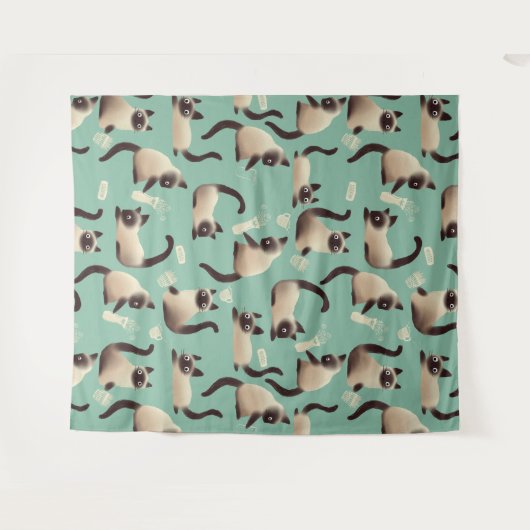 Slechte Siamese katten die er nog veel over doen Wandkleed (Voorkant (horizontaal))