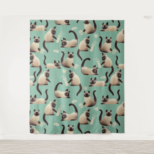 Slechte Siamese katten die er nog veel over doen Wandkleed (Voorkant)