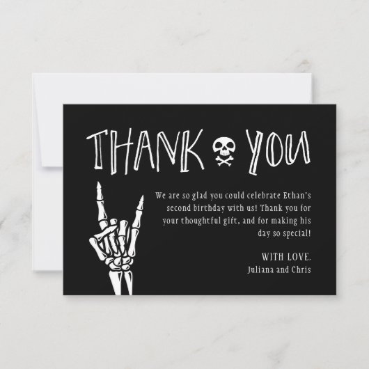 Slechte twee de Bone 2e Verjaardagsfeestje Dank je Kaart (Voorkant)