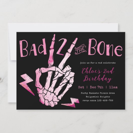 Slechte twee de Bone Girls Tweede Verjaardag Uitno Kaart (Voorkant)