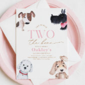 Slechte twee de Bone Puppy Verjaardag Uitnodiging