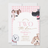 Slechte twee de bot geruite puppy uitnodiging (Voorkant)