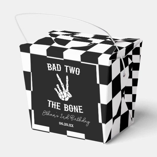 Slechte twee het botskelet 2e verjaardagsfeestje bedankdoosjes (Achterkant)