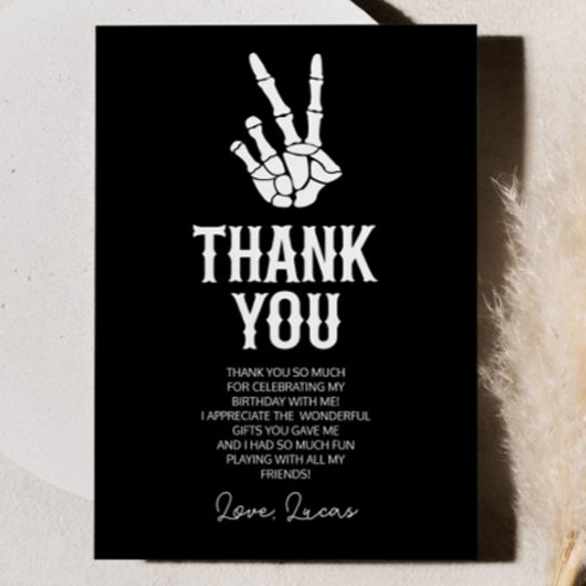 Slechte twee het botskelet 2e verjaardagsfeestje bedankkaart