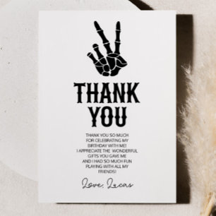 Slechte twee het botskelet 2e verjaardagsfeestje bedankkaart